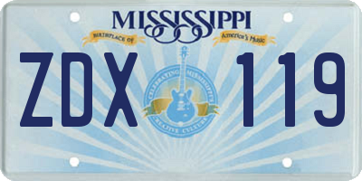 MS license plate ZDX119