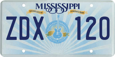 MS license plate ZDX120