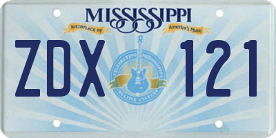 MS license plate ZDX121