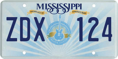 MS license plate ZDX124