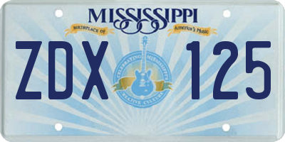 MS license plate ZDX125