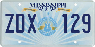 MS license plate ZDX129