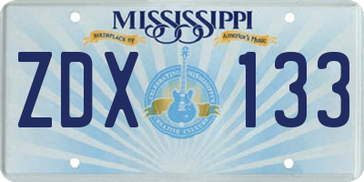 MS license plate ZDX133