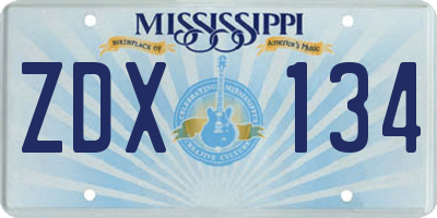 MS license plate ZDX134