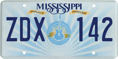 MS license plate ZDX142