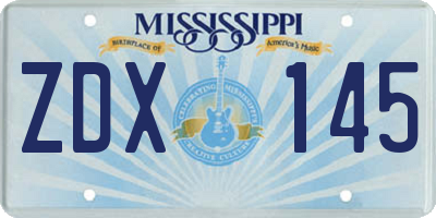 MS license plate ZDX145