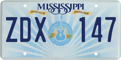 MS license plate ZDX147
