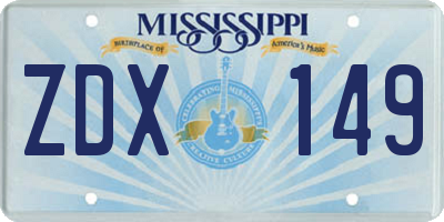 MS license plate ZDX149