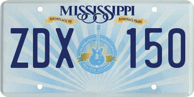 MS license plate ZDX150