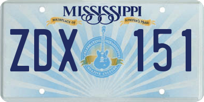 MS license plate ZDX151