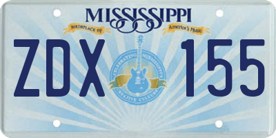 MS license plate ZDX155