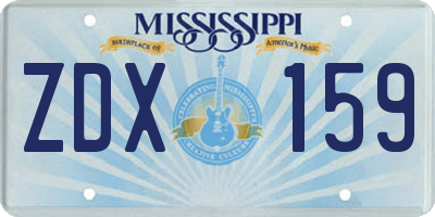 MS license plate ZDX159