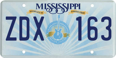 MS license plate ZDX163