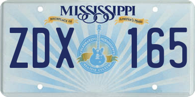 MS license plate ZDX165