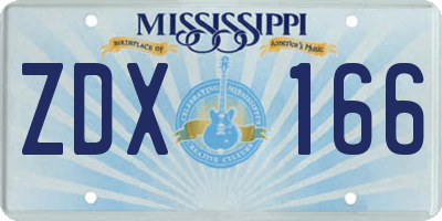 MS license plate ZDX166