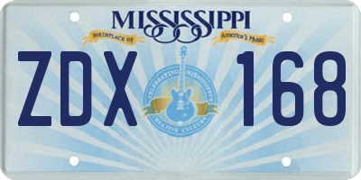 MS license plate ZDX168