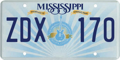 MS license plate ZDX170