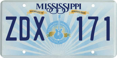 MS license plate ZDX171
