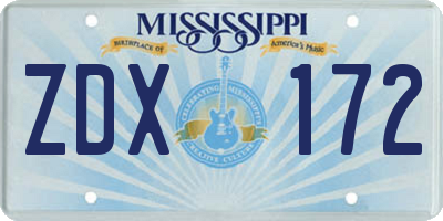MS license plate ZDX172