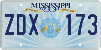 MS license plate ZDX173