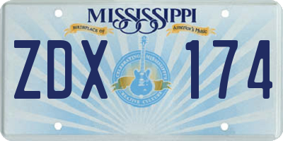 MS license plate ZDX174