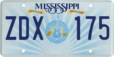 MS license plate ZDX175