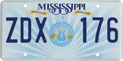 MS license plate ZDX176