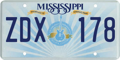 MS license plate ZDX178