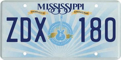 MS license plate ZDX180