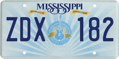 MS license plate ZDX182