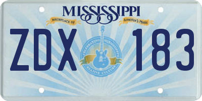 MS license plate ZDX183