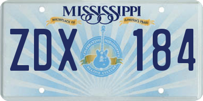 MS license plate ZDX184