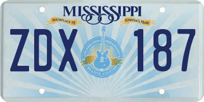 MS license plate ZDX187