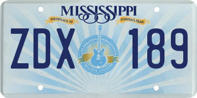 MS license plate ZDX189