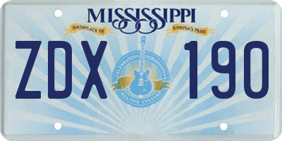 MS license plate ZDX190