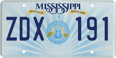 MS license plate ZDX191