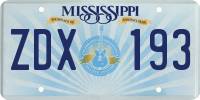 MS license plate ZDX193