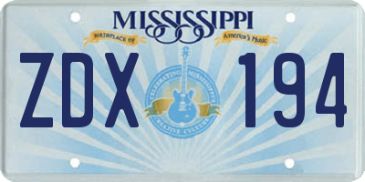 MS license plate ZDX194