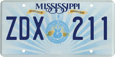 MS license plate ZDX211