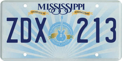 MS license plate ZDX213
