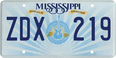 MS license plate ZDX219