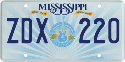 MS license plate ZDX220