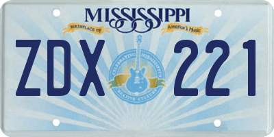MS license plate ZDX221