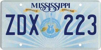 MS license plate ZDX223
