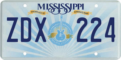 MS license plate ZDX224