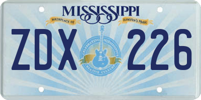 MS license plate ZDX226