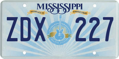 MS license plate ZDX227