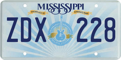 MS license plate ZDX228