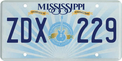 MS license plate ZDX229