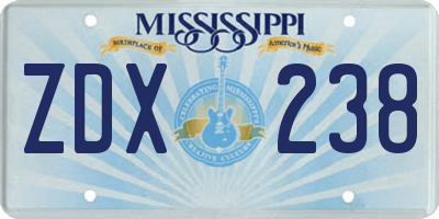 MS license plate ZDX238